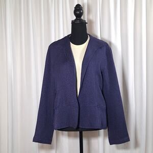Chico’s Size 12  Purple Textured Open-Front Blazer Lightweight Minimalist 90s